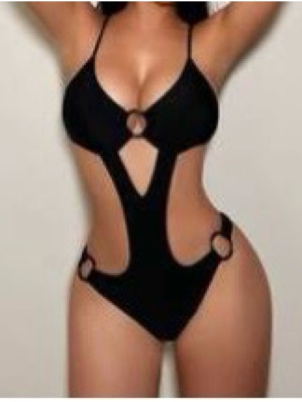 Black Monokini 🖤 Swimsuit with Rings XL